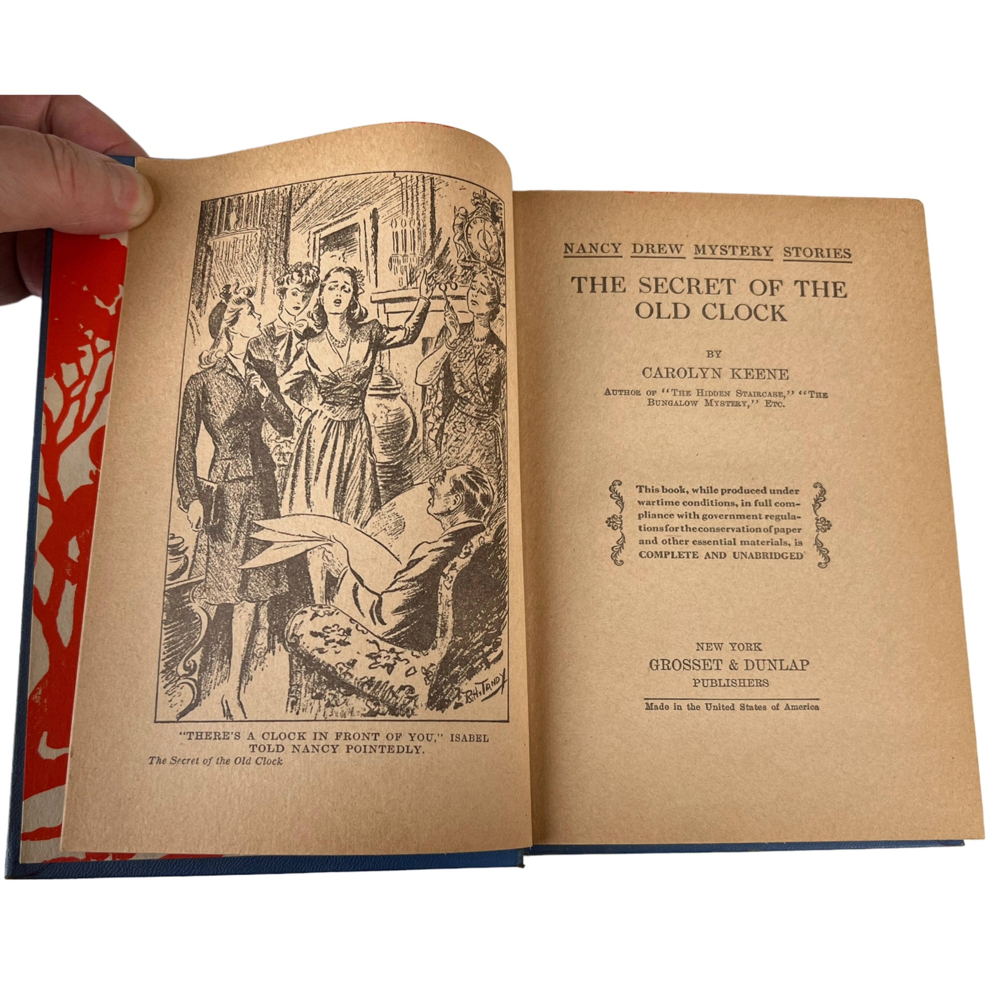 Nancy Drew Book The Secret of the Old Clock Wartime Edition 1943-45 - Poppy's Vintage Clothing