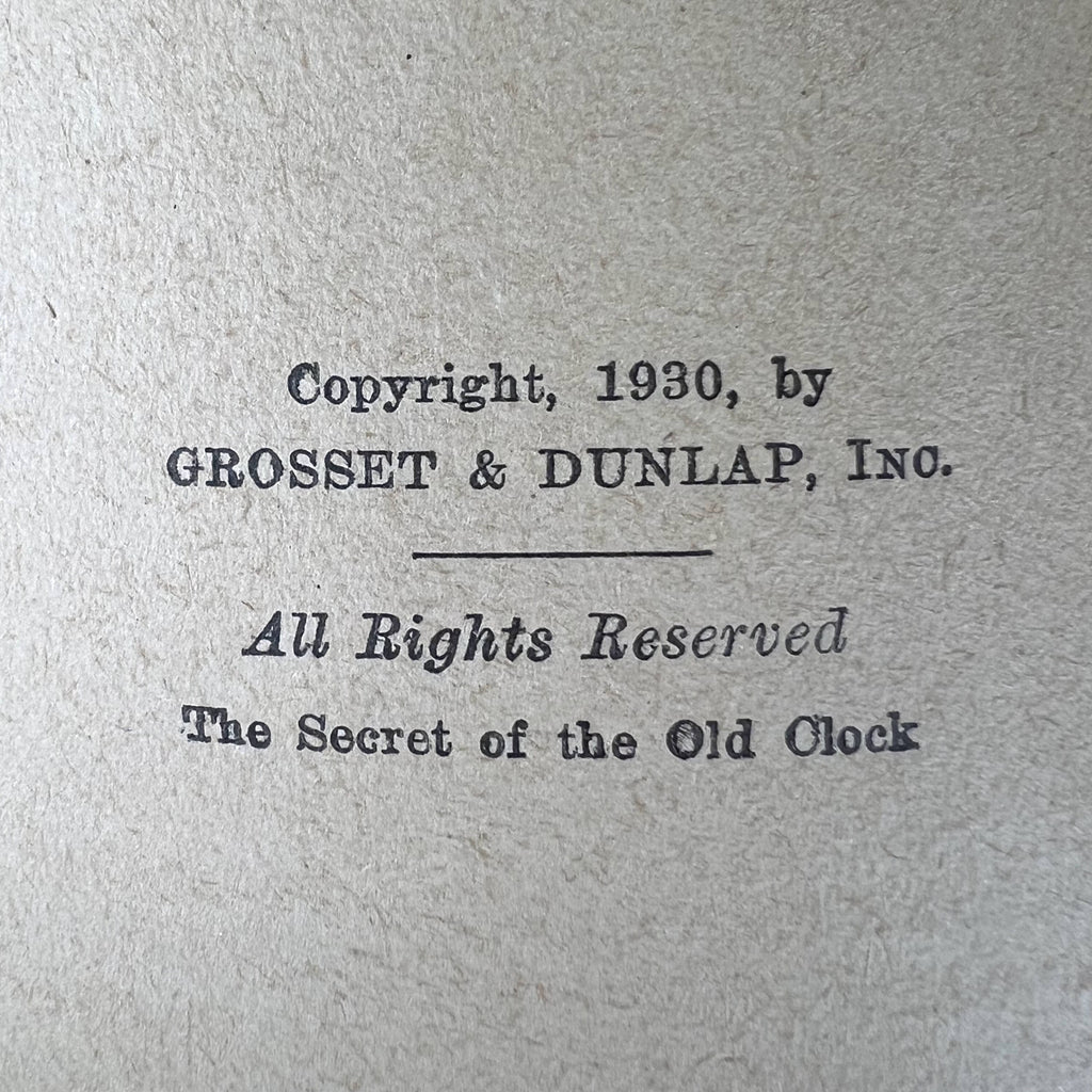 Nancy Drew Book The Secret of the Old Clock Wartime Edition 1943-45 - Poppy's Vintage Clothing