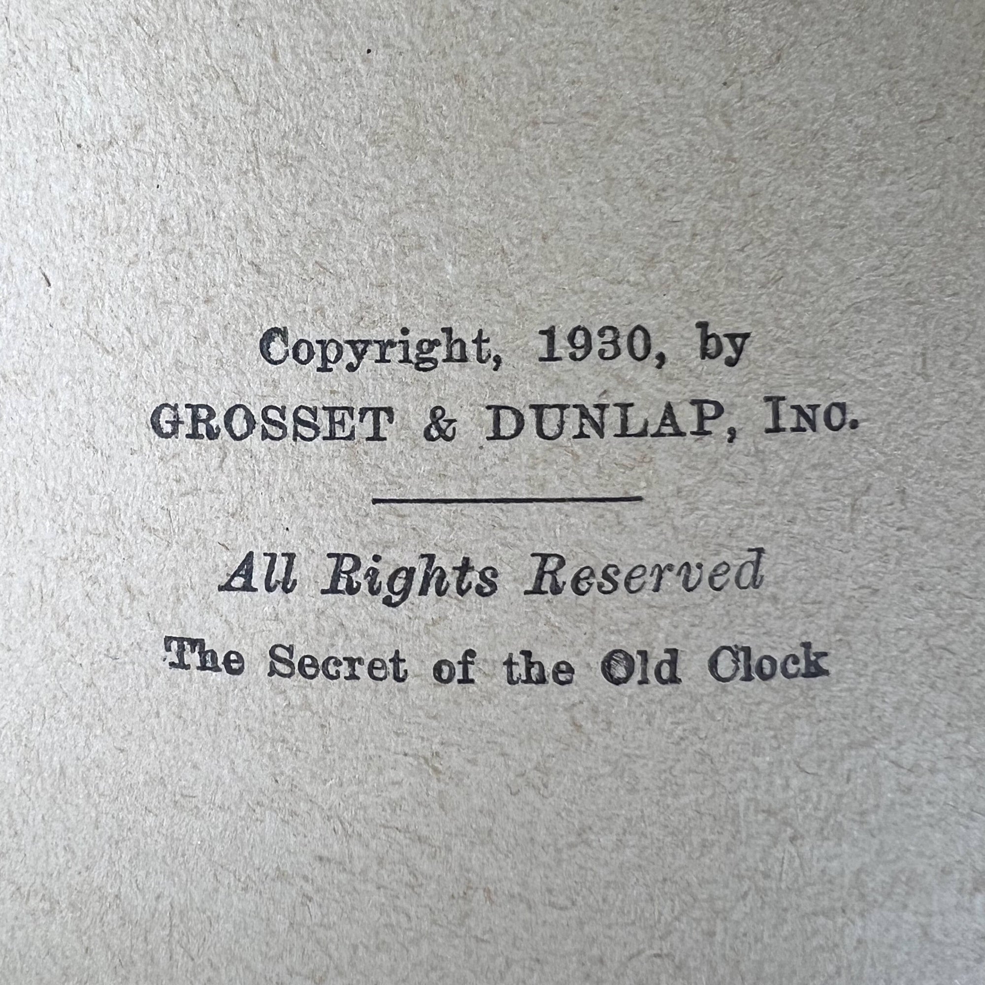 Nancy Drew Book The Secret of the Old Clock Wartime Edition 1943-45 - Poppy's Vintage Clothing