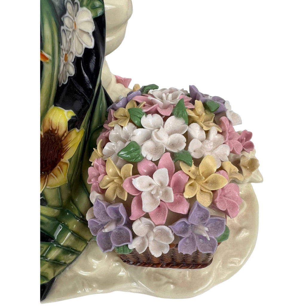 Vintage Italian Porcelain Figurine Adeline Lady with Flowers - Poppy's Vintage Clothing