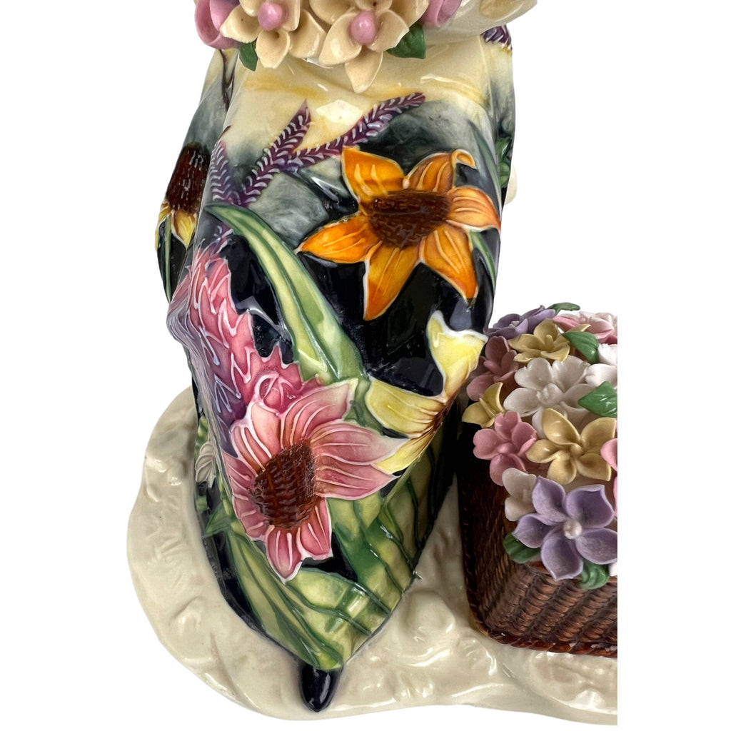 Vintage Italian Porcelain Figurine Adeline Lady with Flowers - Poppy's Vintage Clothing