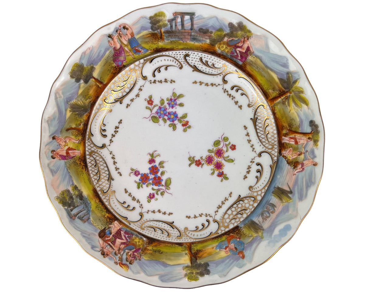 Antiker Capodimonte Porzellanteller italienische neoklassische Szenen handbemalt 9