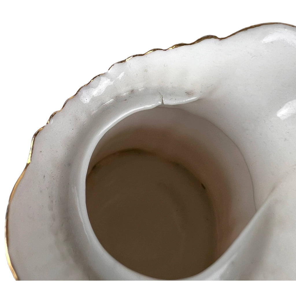 Antique Porcelain Syrup or Milk Jug Hand Painted Flowers - Poppy's Vintage Clothing