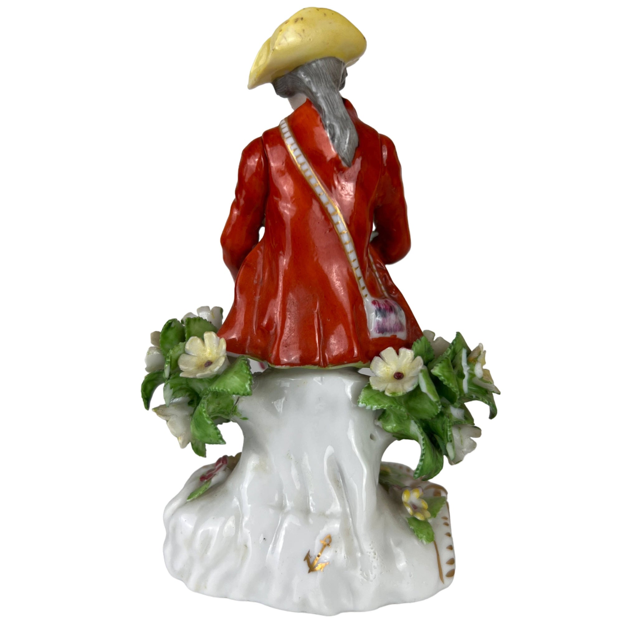 Antique French Porcelain Figurine Edme Samson Chelsea Gold Anchor Mark Man w Grapes - Poppy's Vintage Clothing