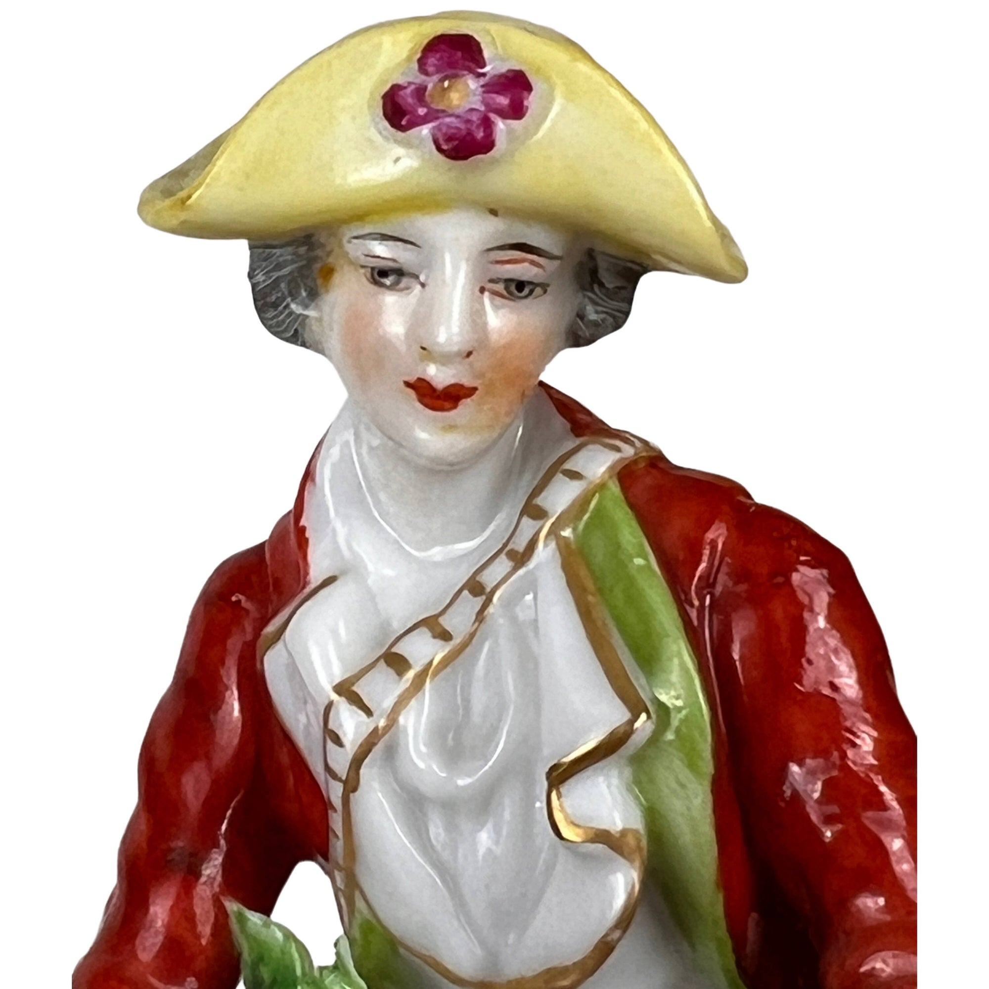 Antique French Porcelain Figurine Edme Samson Chelsea Gold Anchor Mark Man w Grapes - Poppy's Vintage Clothing