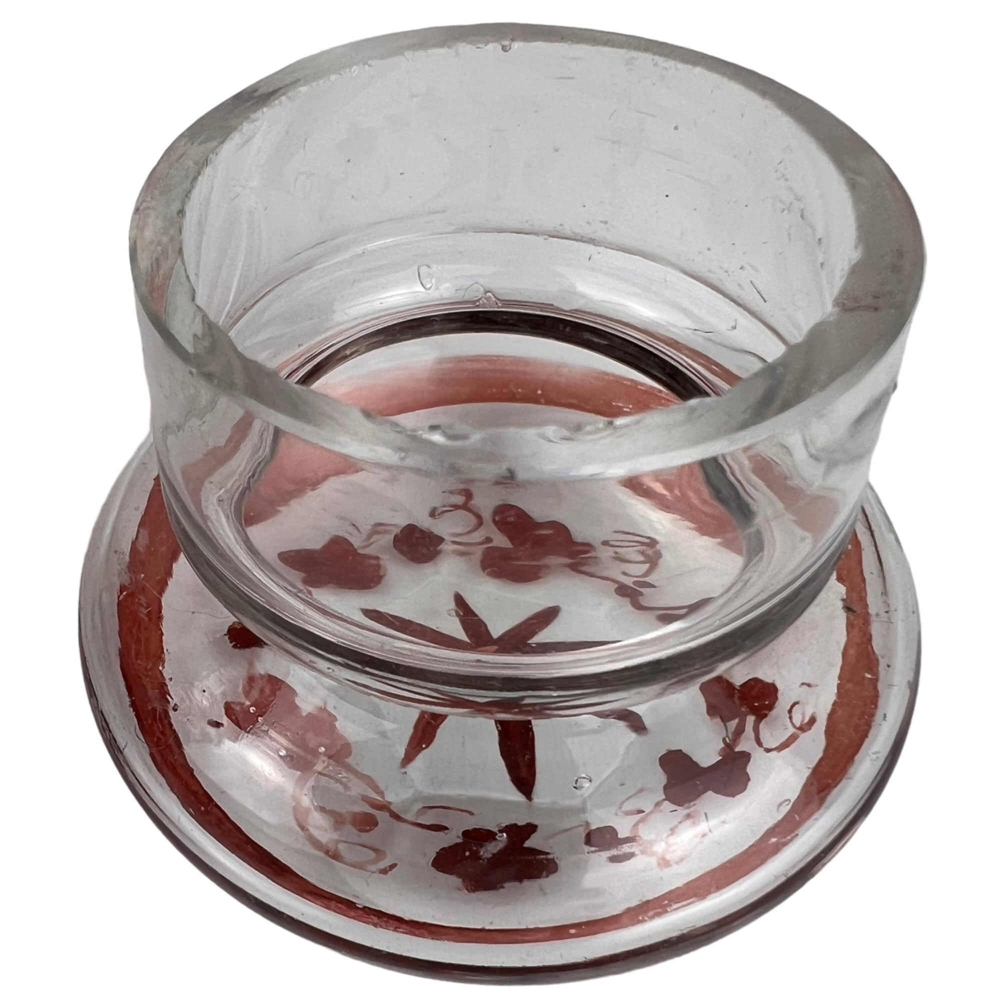 Antique Bohemian Glass Vanity Bottle Ruby on Clear - Poppy's Vintage Clothing