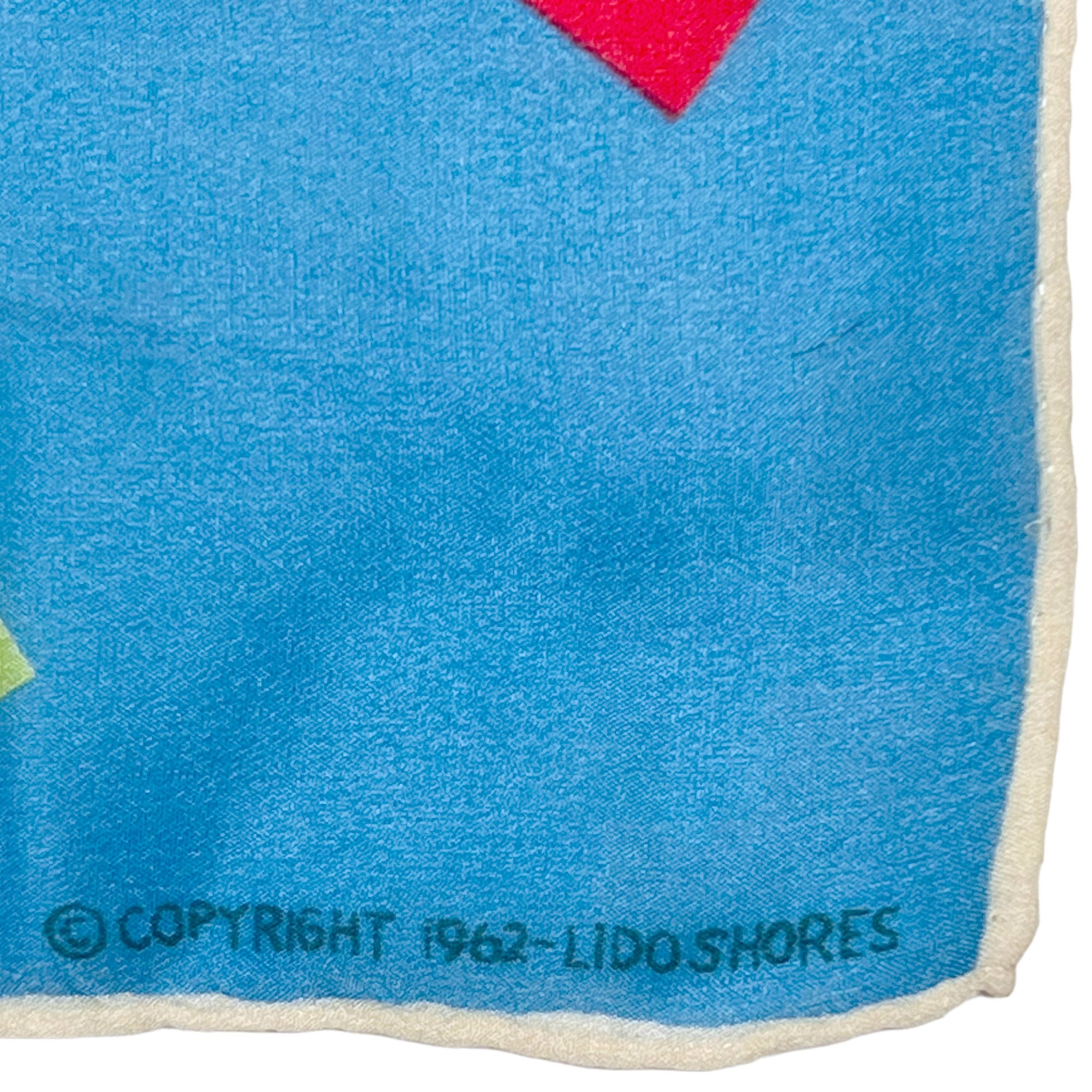 Vintage United Nations Silk Square Scarf 1962 Lido Shores 17 Blue - Poppy's Vintage Clothing