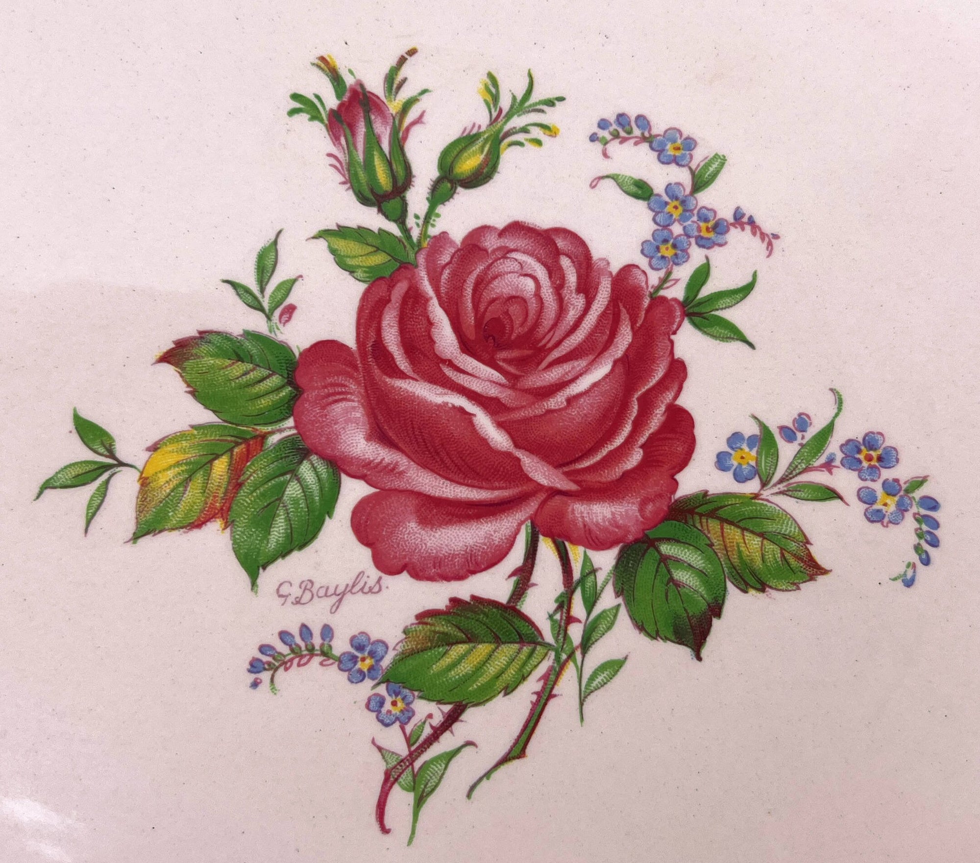 Vintage 1940s Wedgwood & Co Tudor Rose Blush Rose Platter 10.75 Wartime Concentration Scheme - Poppy's Vintage Clothing