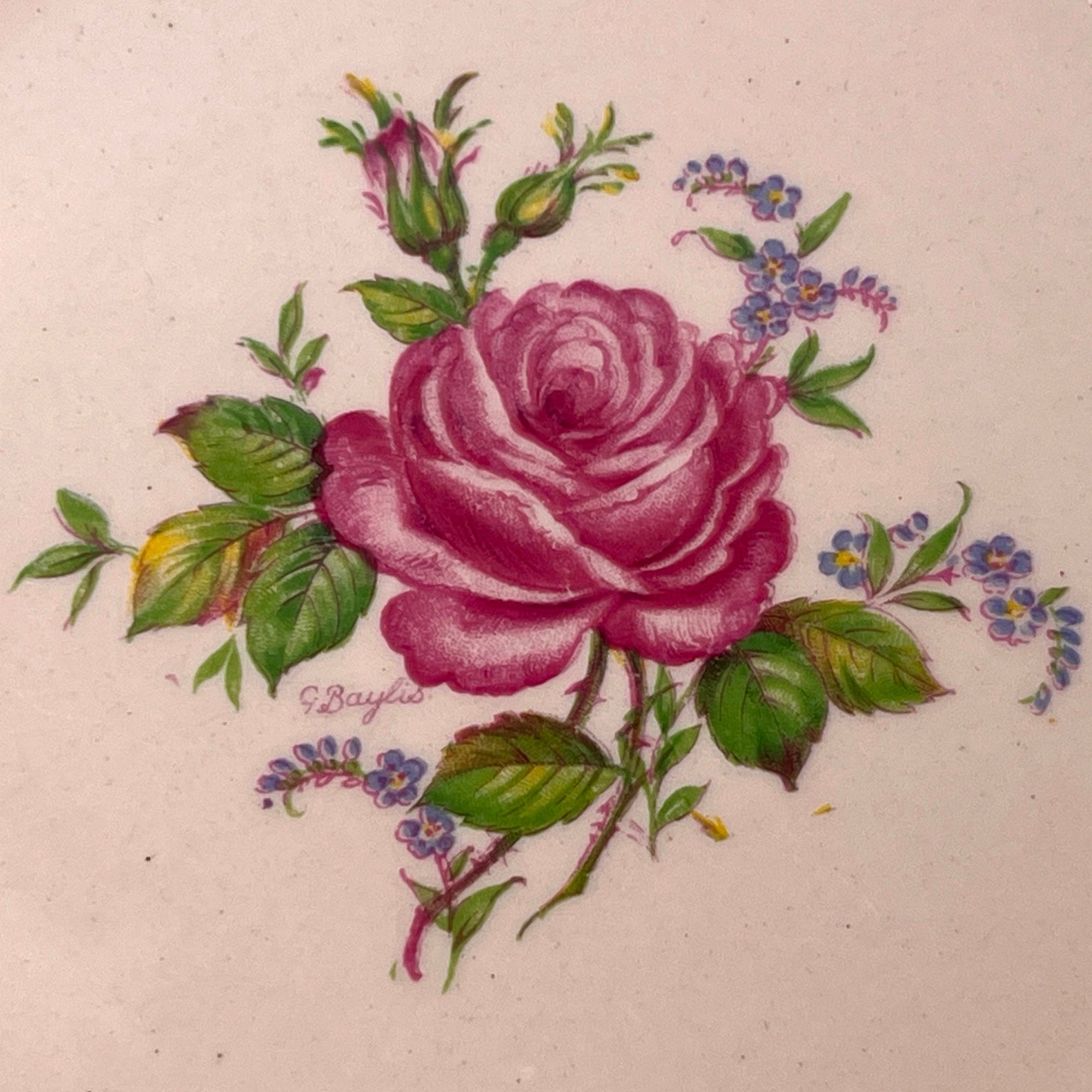 Vintage 1940s Wedgwood & Co Tudor Rose Blush Rose Salad Plate Wartime Concentration Scheme - Poppy's Vintage Clothing