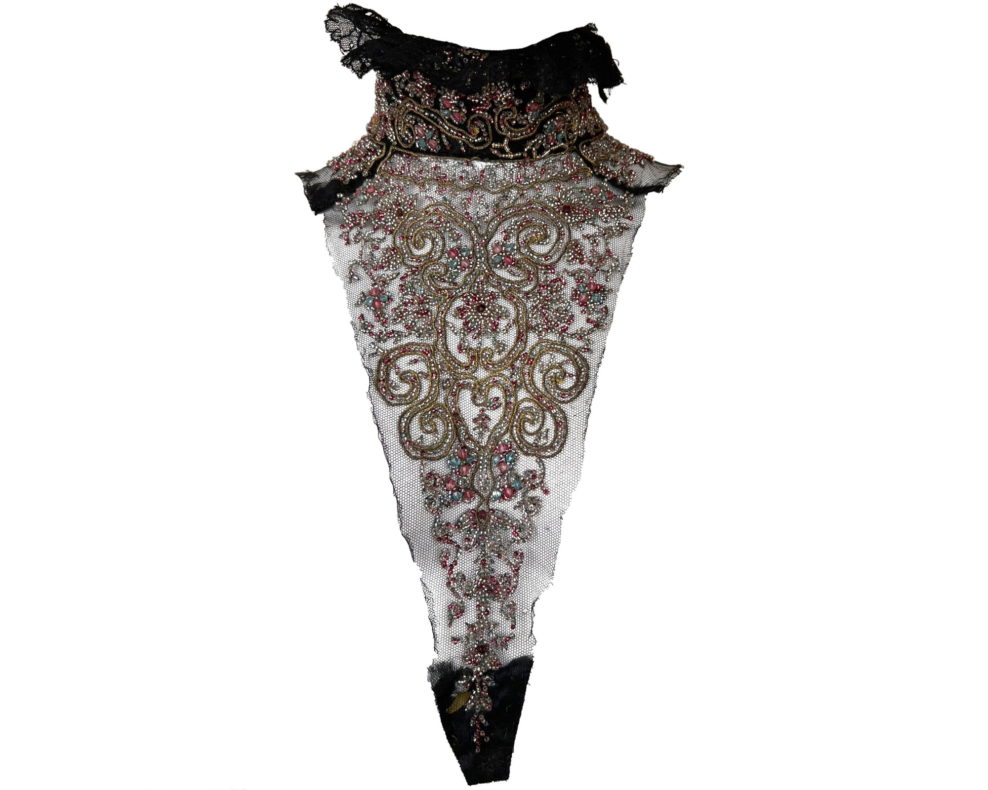 Antique Victorian Beaded Remnant from High Neck Dress - Poppy's Vintage Clothing