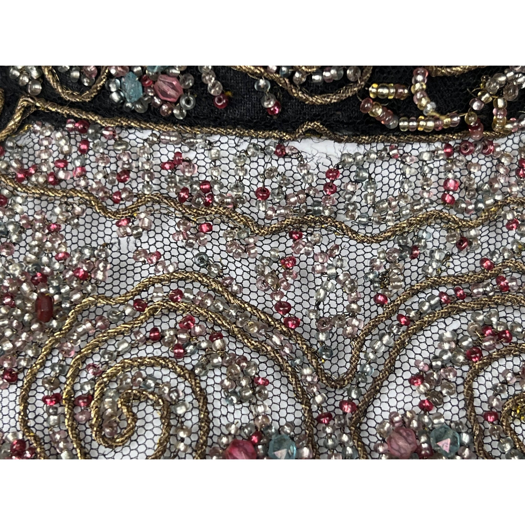 Antique Victorian Beaded Remnant from High Neck Dress - Poppy's Vintage Clothing