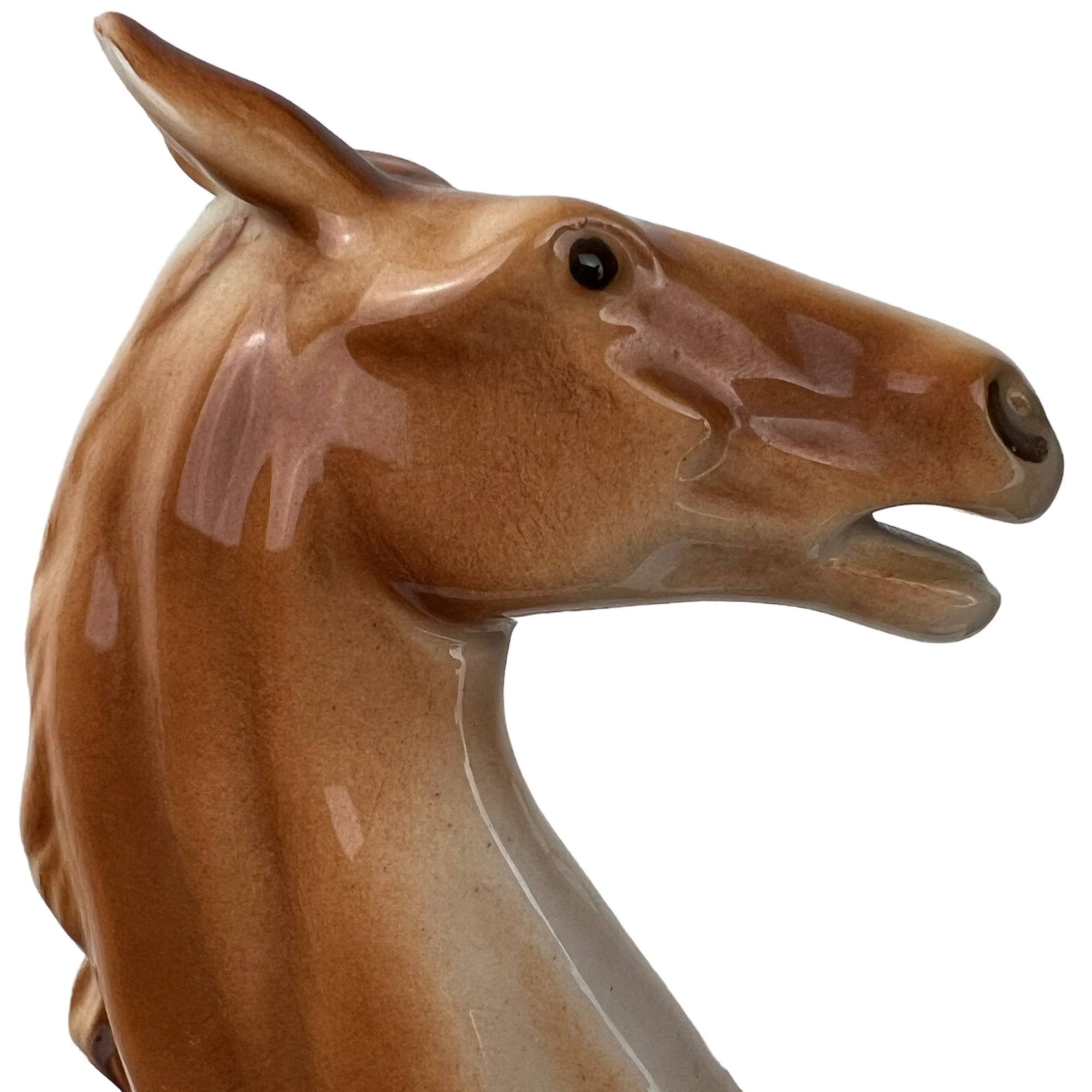 Vintage 1950s Horse Figurine Royal Dux Rearing Stallion Czechoslovakia - Poppy's Vintage Clothing