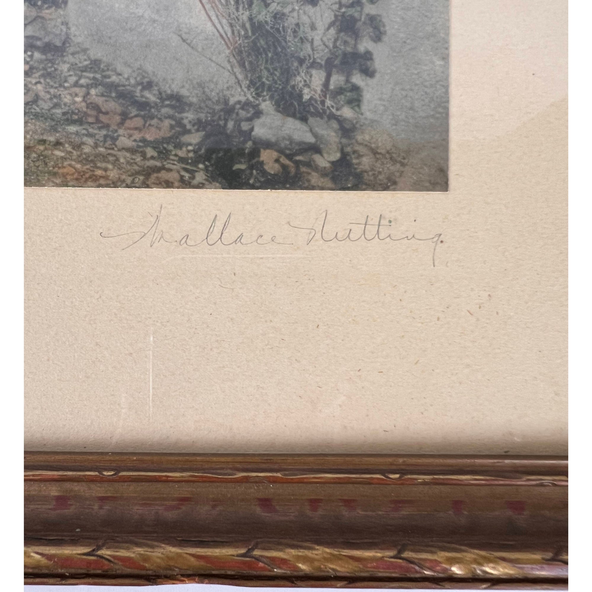 Antique Wallace Nutting Photograph Hand Coloured The Corner By The Gate c1915 - Poppy's Vintage Clothing