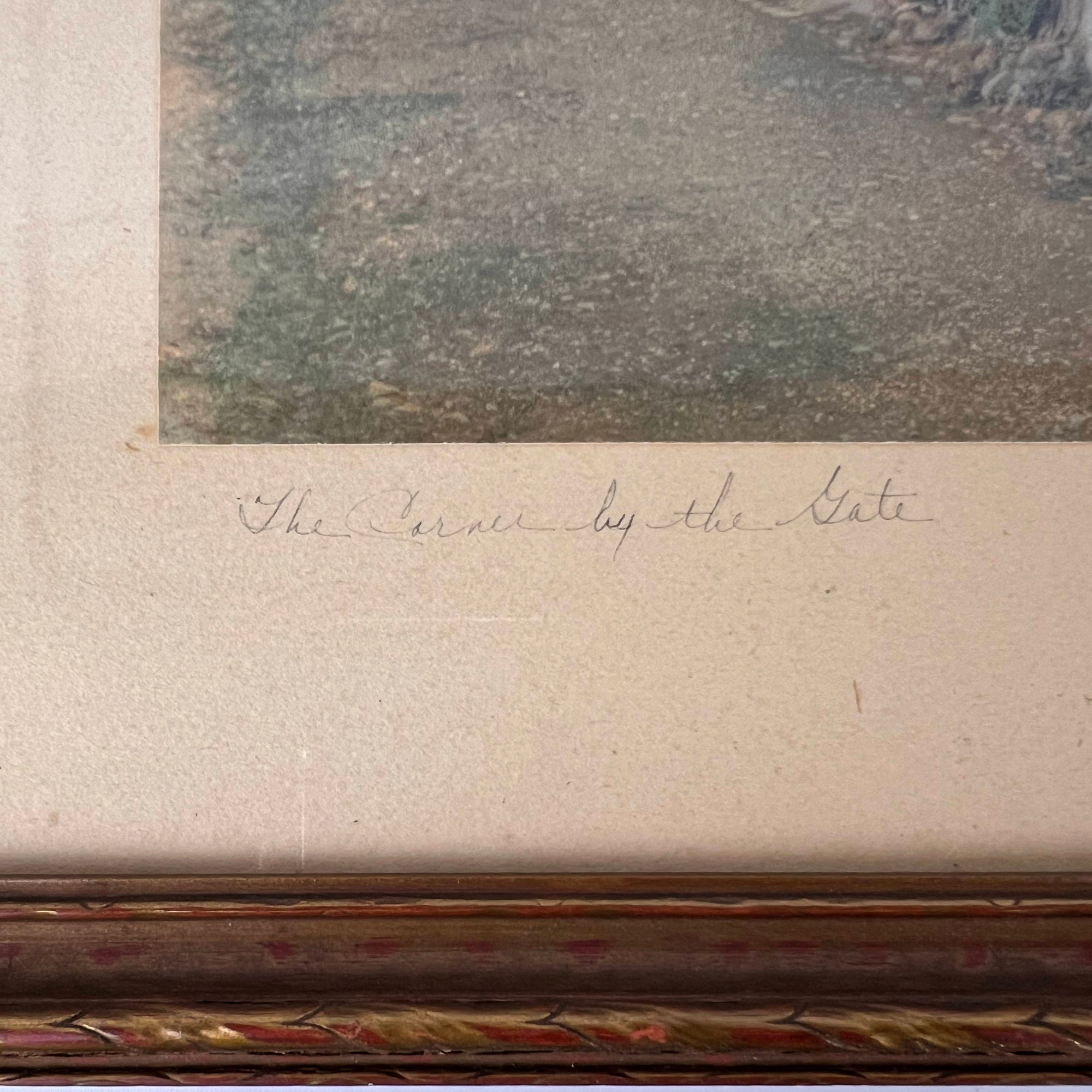 Antique Wallace Nutting Photograph Hand Coloured The Corner By The Gate c1915 - Poppy's Vintage Clothing