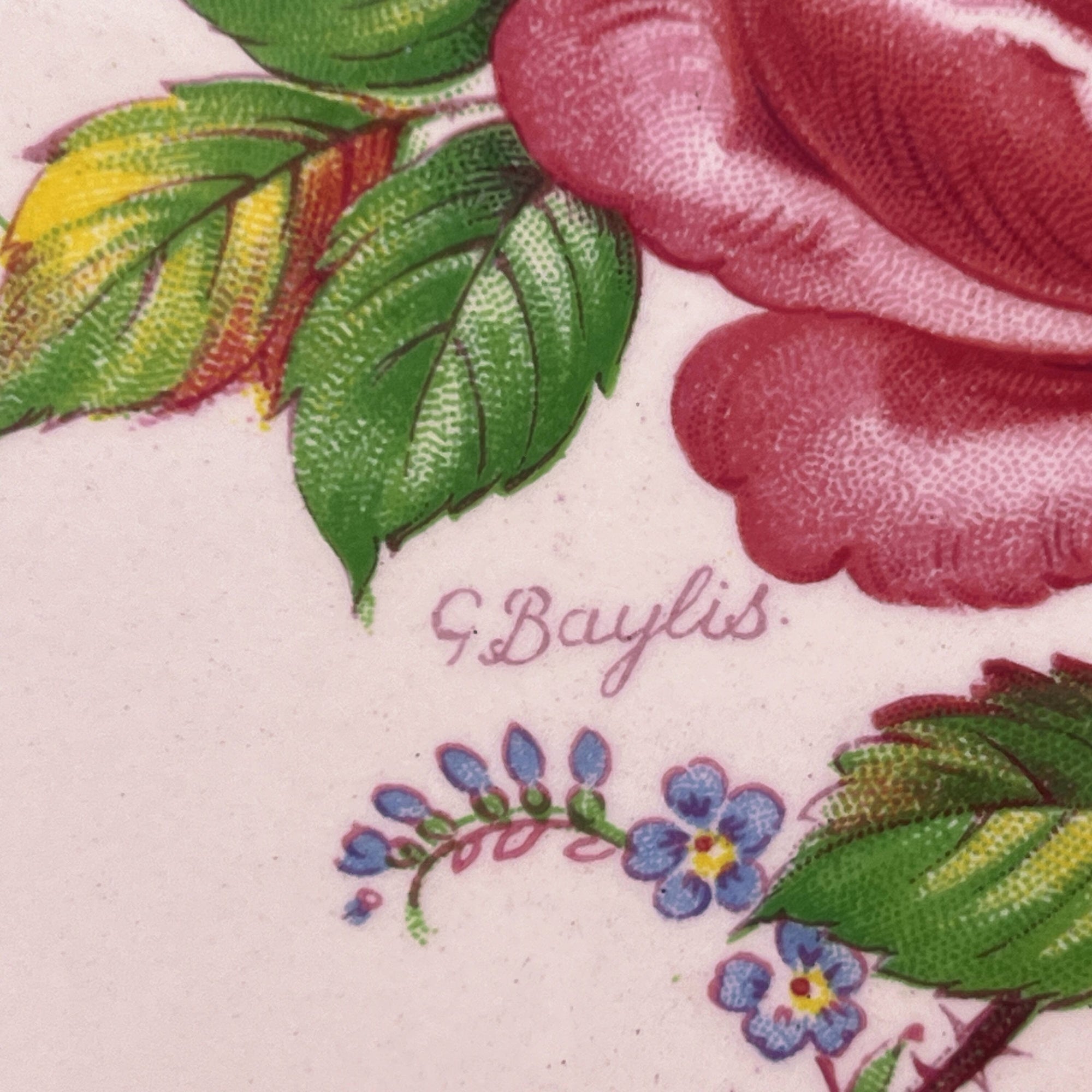 Vintage 1940s Wedgwood & Co Tudor Rose Blush Rose Platter 10.75 Wartime Concentration Scheme - Poppy's Vintage Clothing