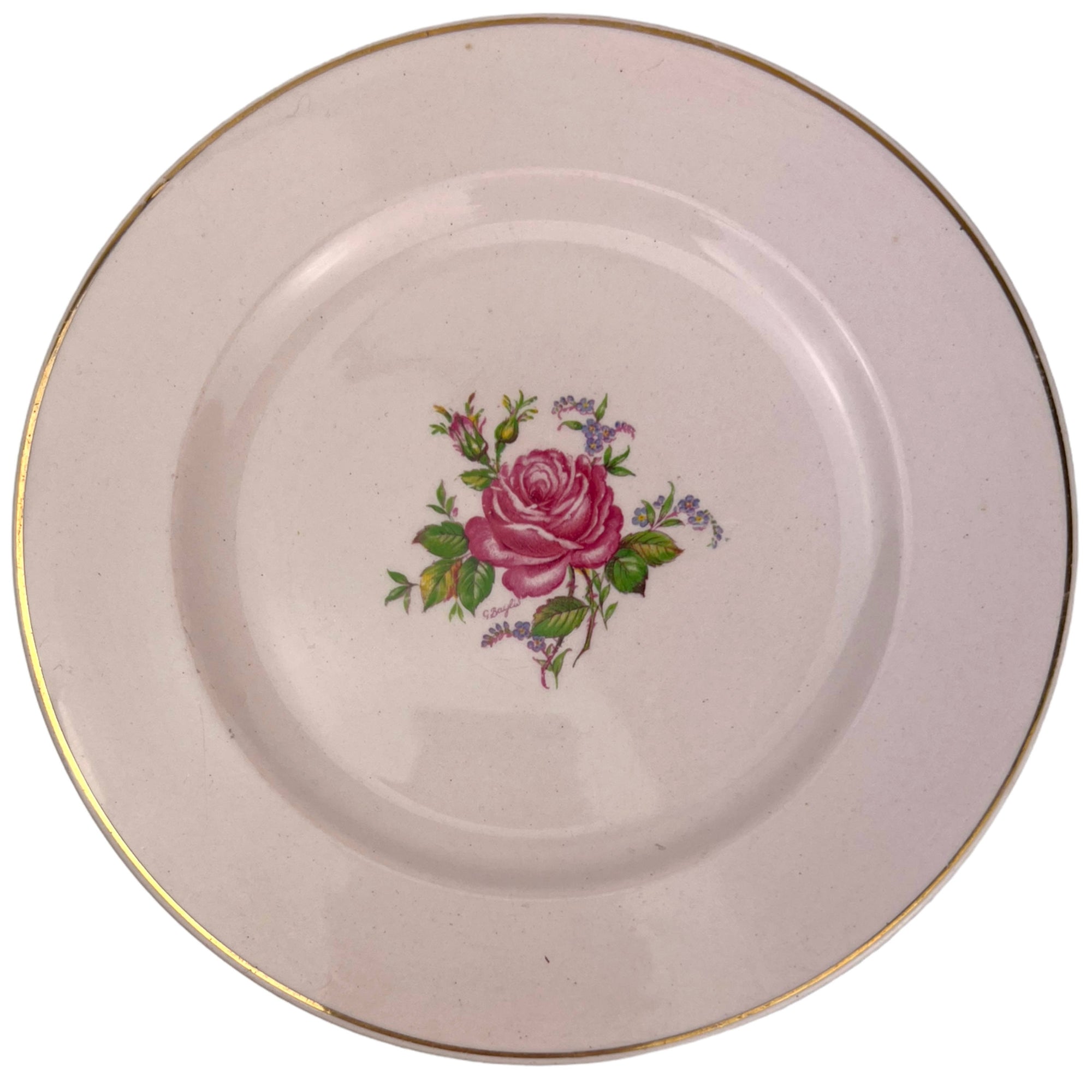 Vintage 1940s Wedgwood & Co Tudor Rose Blush Rose Cup and Saucer Trio Wartime Concentration Scheme - Poppy's Vintage Clothing