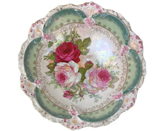 Antique Porcelain Bowl Roses Pattern Made in Germany 10.75 - Poppy's Vintage Clothing
