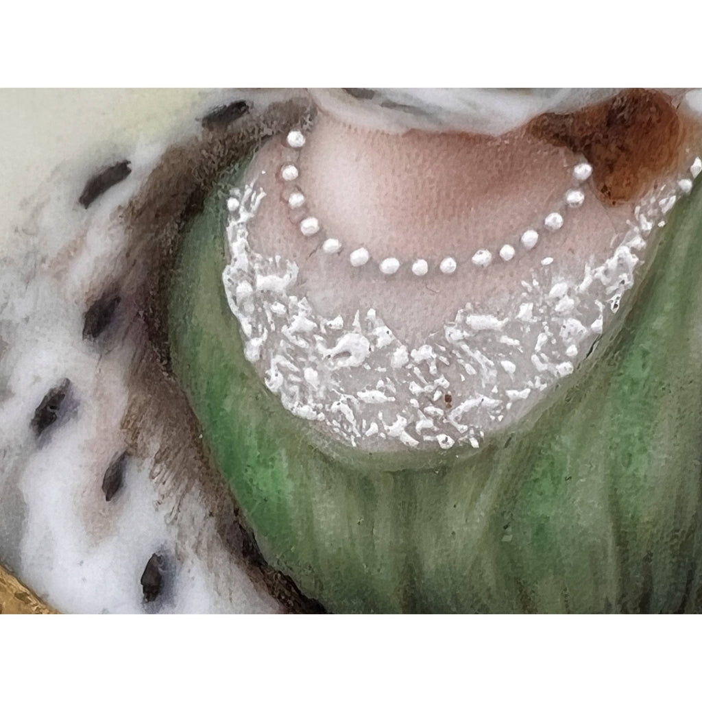 Antique CM Hutschenreuther Hand Painted Porcelain Portrait Plaque Framed Queen Louise of Prussia - Poppy's Vintage Clothing