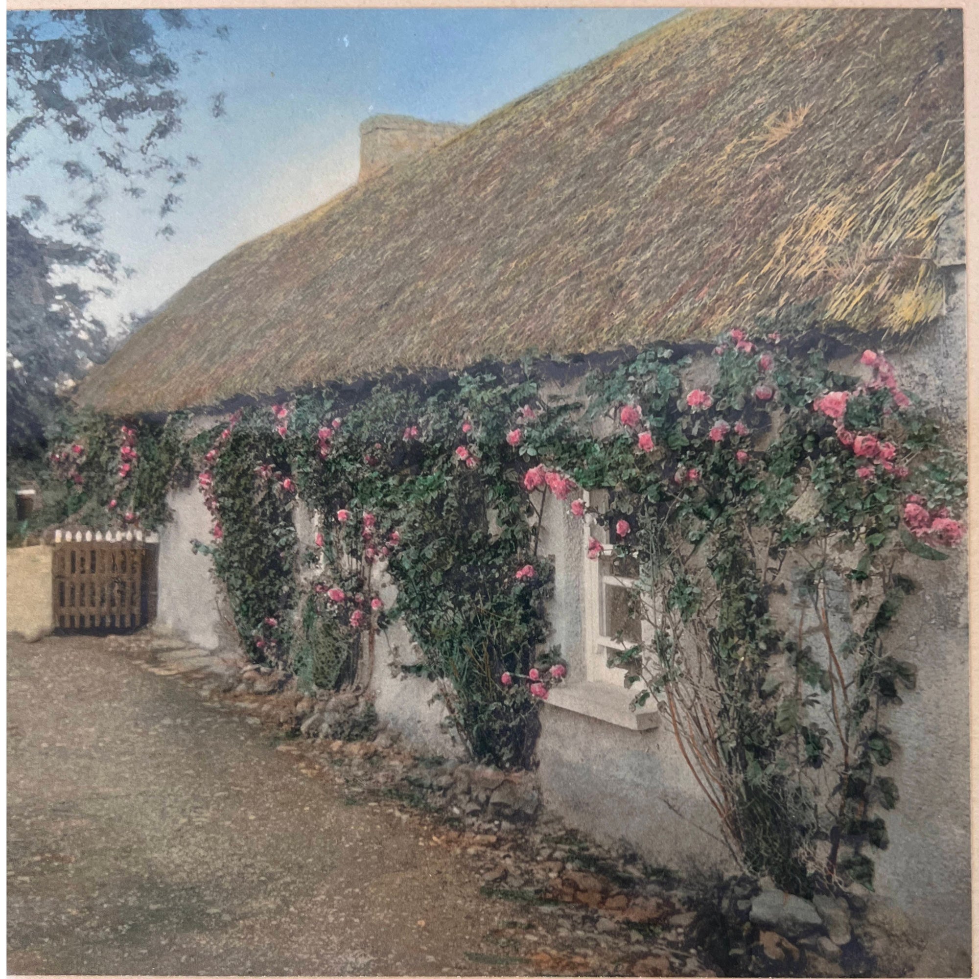 Antique Wallace Nutting Photograph Hand Coloured The Corner By The Gate c1915 - Poppy's Vintage Clothing