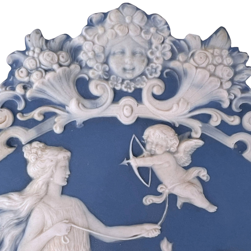 Antique German Jasperware Wall Plaque Neo Classical 3 Graces Schafer & Vater 9 - Poppy's Vintage Clothing