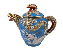 Vintage Japanese Moriage Small Teapot Hot Water Pot Blue Dragonware 2 Cup Capacity - Poppy's Vintage Clothing