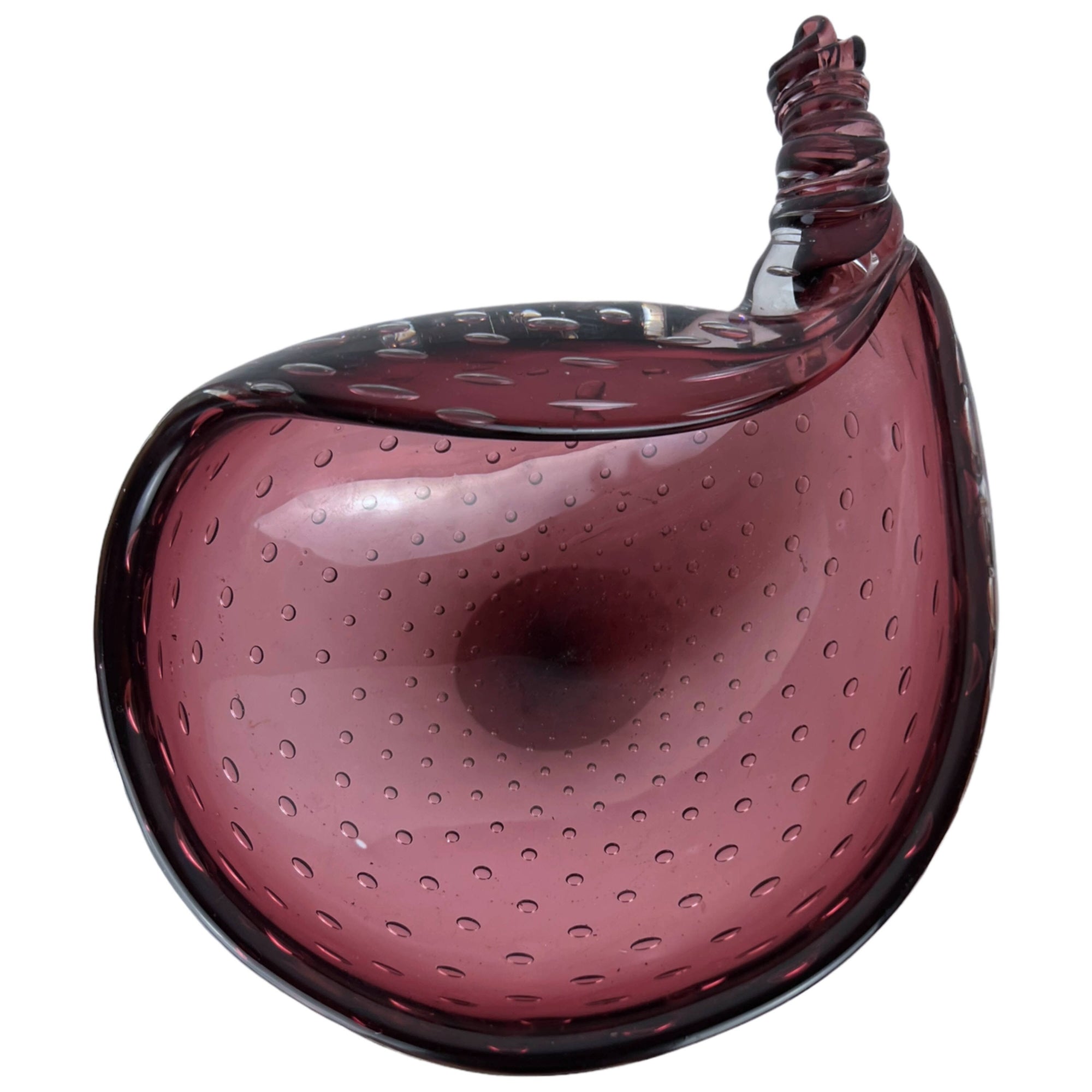 Vintage Murano Glass Bullicante Bowl Purple Controlled Bubble Hand Blown - Poppy's Vintage Clothing