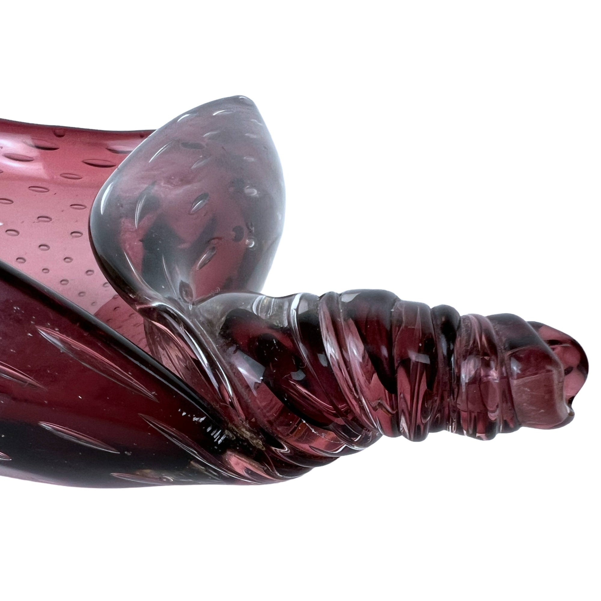 Vintage Murano Glass Bullicante Bowl Purple Controlled Bubble Hand Blown - Poppy's Vintage Clothing