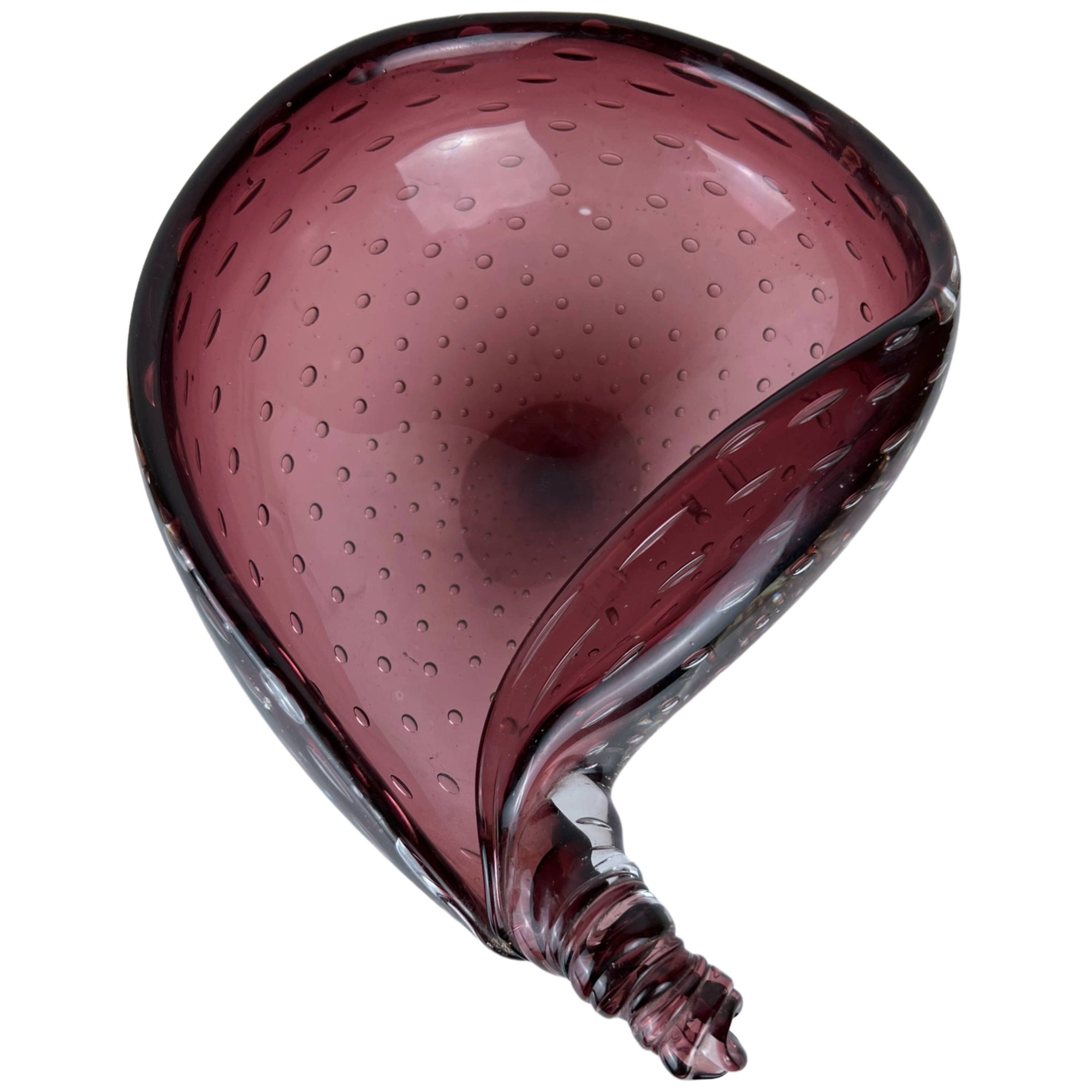 Vintage Murano Glass Bullicante Bowl Purple Controlled Bubble Hand Blown - Poppy's Vintage Clothing