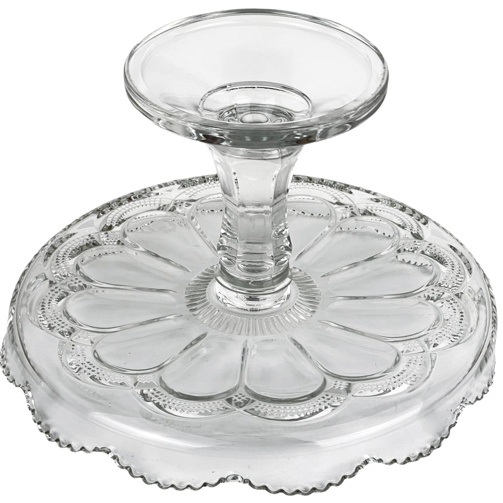 Antique EAPG Cake Stand US Glass 15086 Mirror Plate c1904 - Poppy's Vintage Clothing