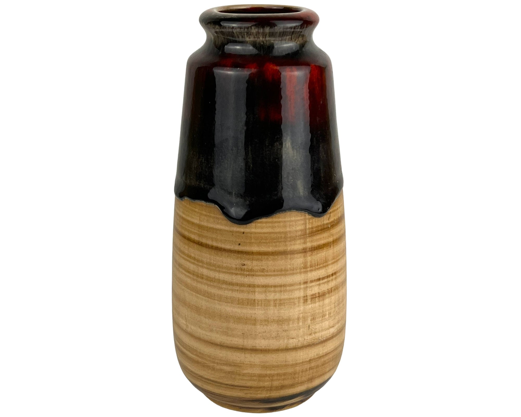 Mid Century Beauce Quebec Pottery Vase Beauceware Model 3327 1970s Raymond Bourret Drip Glaze - Poppy's Vintage Clothing