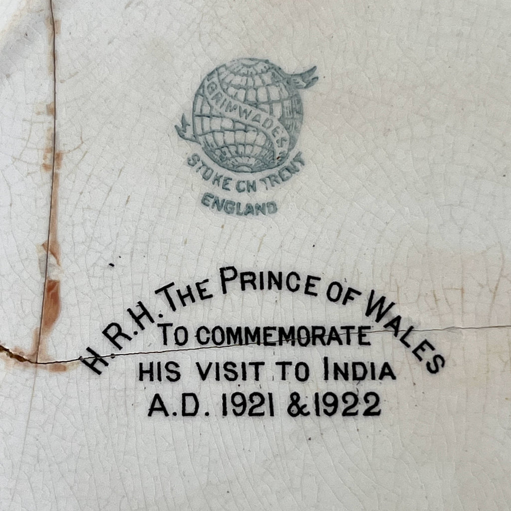 Antique 1921 Prince of Wales Tour of India Commemorative Plate King Edward VIII AS IS Rare - Poppy's Vintage Clothing