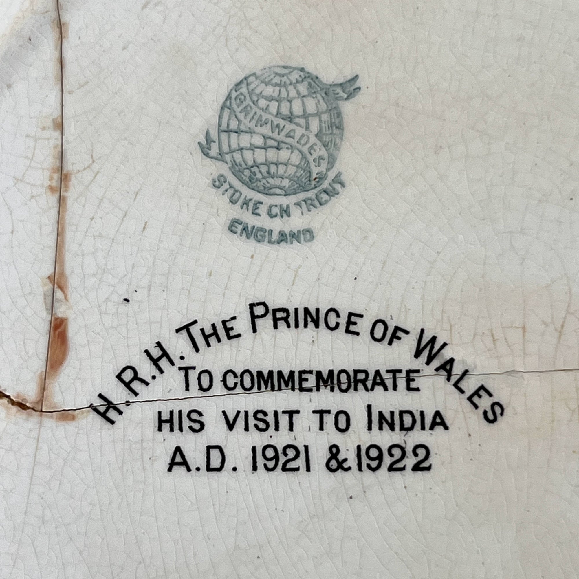 Antique 1921 Prince of Wales Tour of India Commemorative Plate King Edward VIII AS IS Rare - Poppy's Vintage Clothing