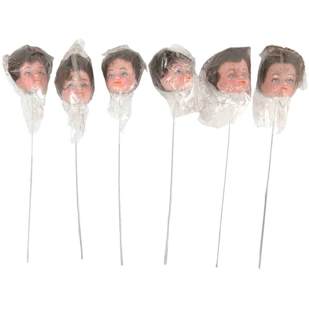 Vintage 1960s Craft Doll Heads on a Stick Lot of 11 in Original Plastic - Poppy's Vintage Clothing