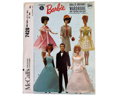 Vintage 1964 Barbie & Ken Doll Clothing Pattern Uncut McCalls 7428 Instant Wardrobe - Poppy's Vintage Clothing
