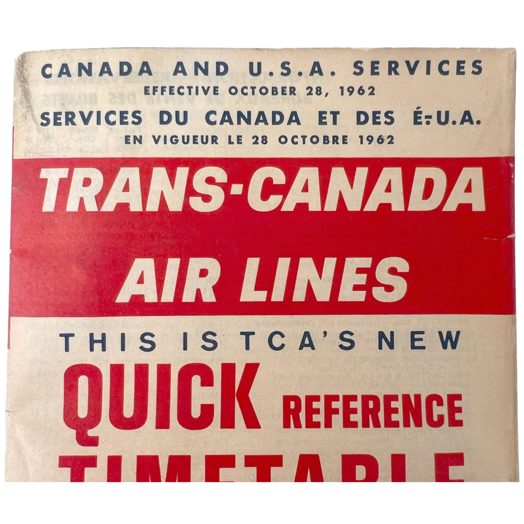 Vintage 1962 TCA Trans Canada Airlines Timetable Bilingual Schedule - Poppy's Vintage Clothing