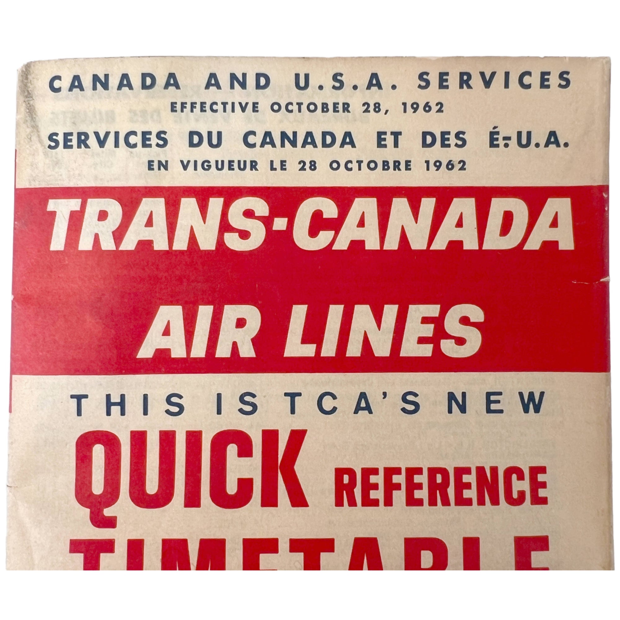 Vintage 1962 TCA Trans Canada Airlines Timetable Bilingual Schedule - Poppy's Vintage Clothing
