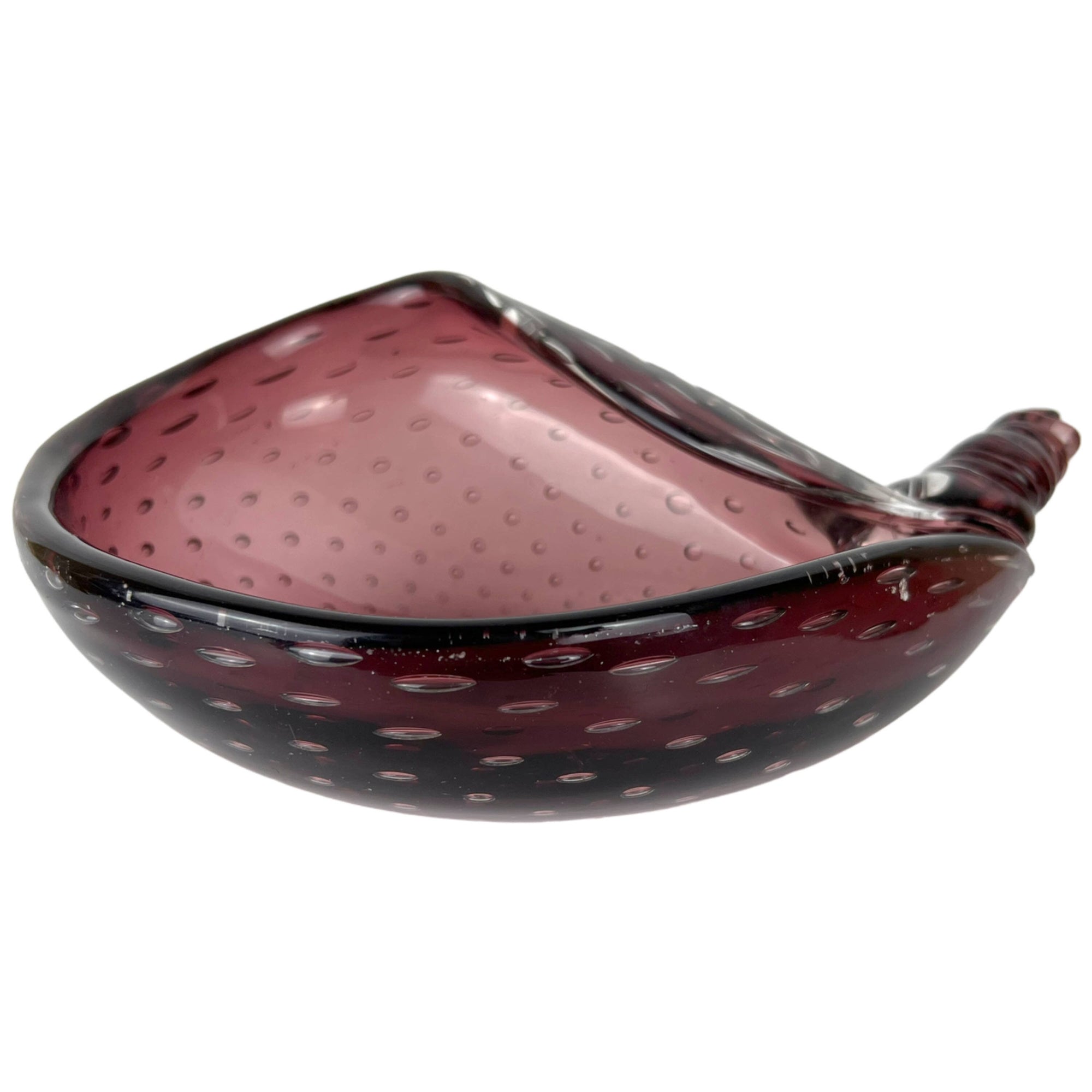 Vintage Murano Glass Bullicante Bowl Purple Controlled Bubble Hand Blown - Poppy's Vintage Clothing