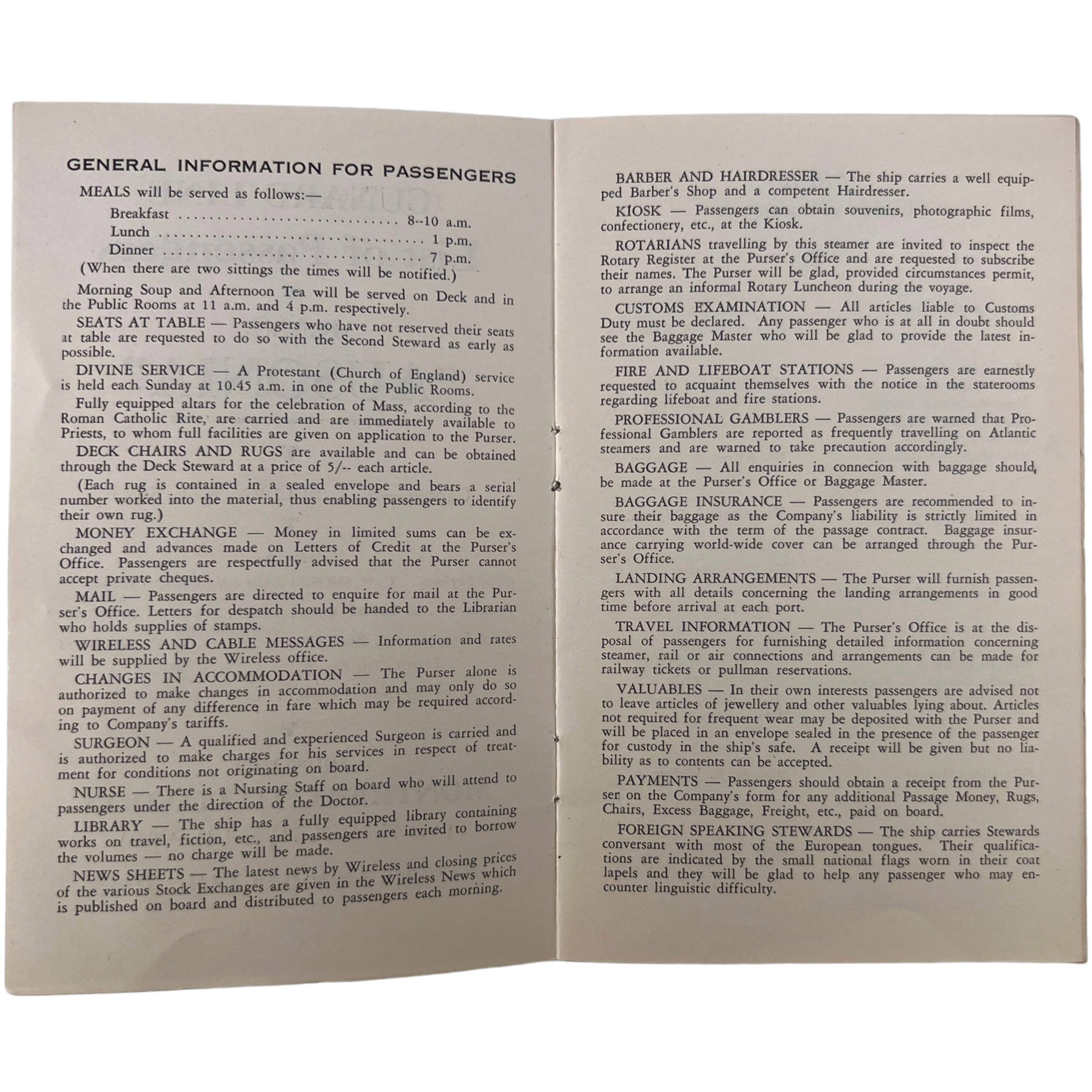 Vintage 1933 Cunard Line RMS Ausonia Passenger List - Poppy's Vintage Clothing