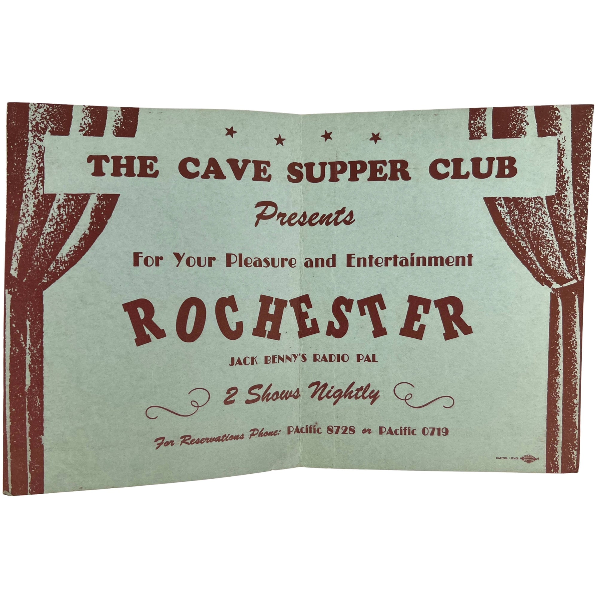 Eddie Rochester Anderson 1948 Autograph on Vancouver The Cave Pamphlet Jack Benny Show - Poppy's Vintage Clothing