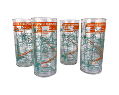 Vintage 1950s Turner Turnpike Oklahoma Map Glass Tumblers Set of 4 6.25 - Poppy's Vintage Clothing