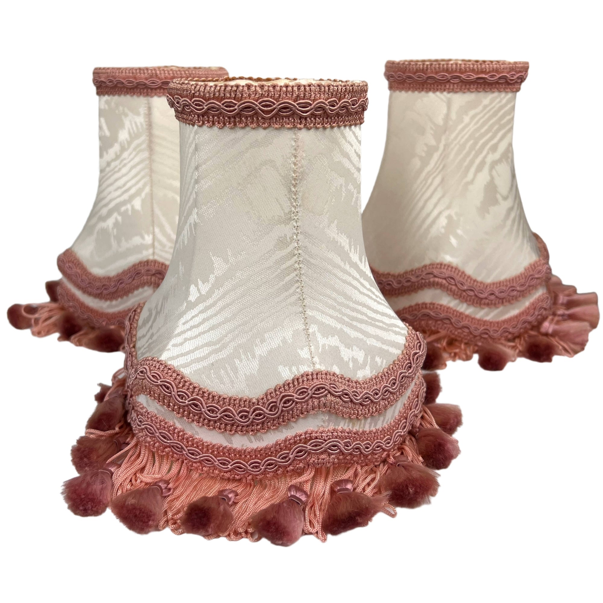 Vintage 1970s Lamp Shade for Wall Sconce or Small Lamp Tasselled Damask Silk - Poppy's Vintage Clothing