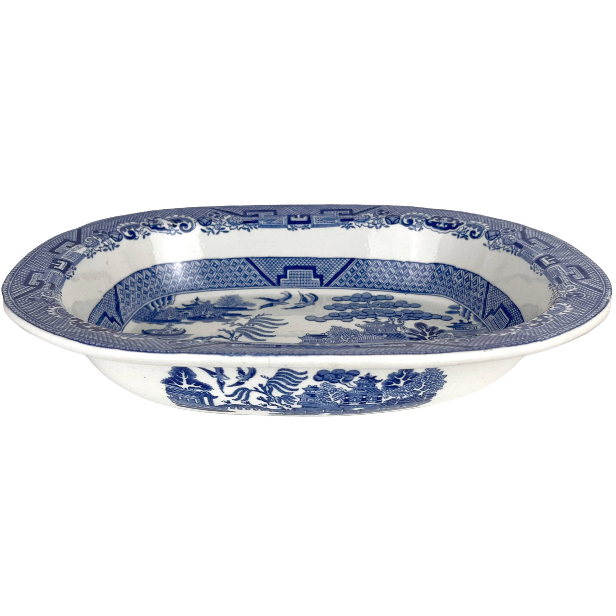Antique 1890s Blue Willow Serving Bowl John Meir & Son Staffordshire - Poppy's Vintage Clothing