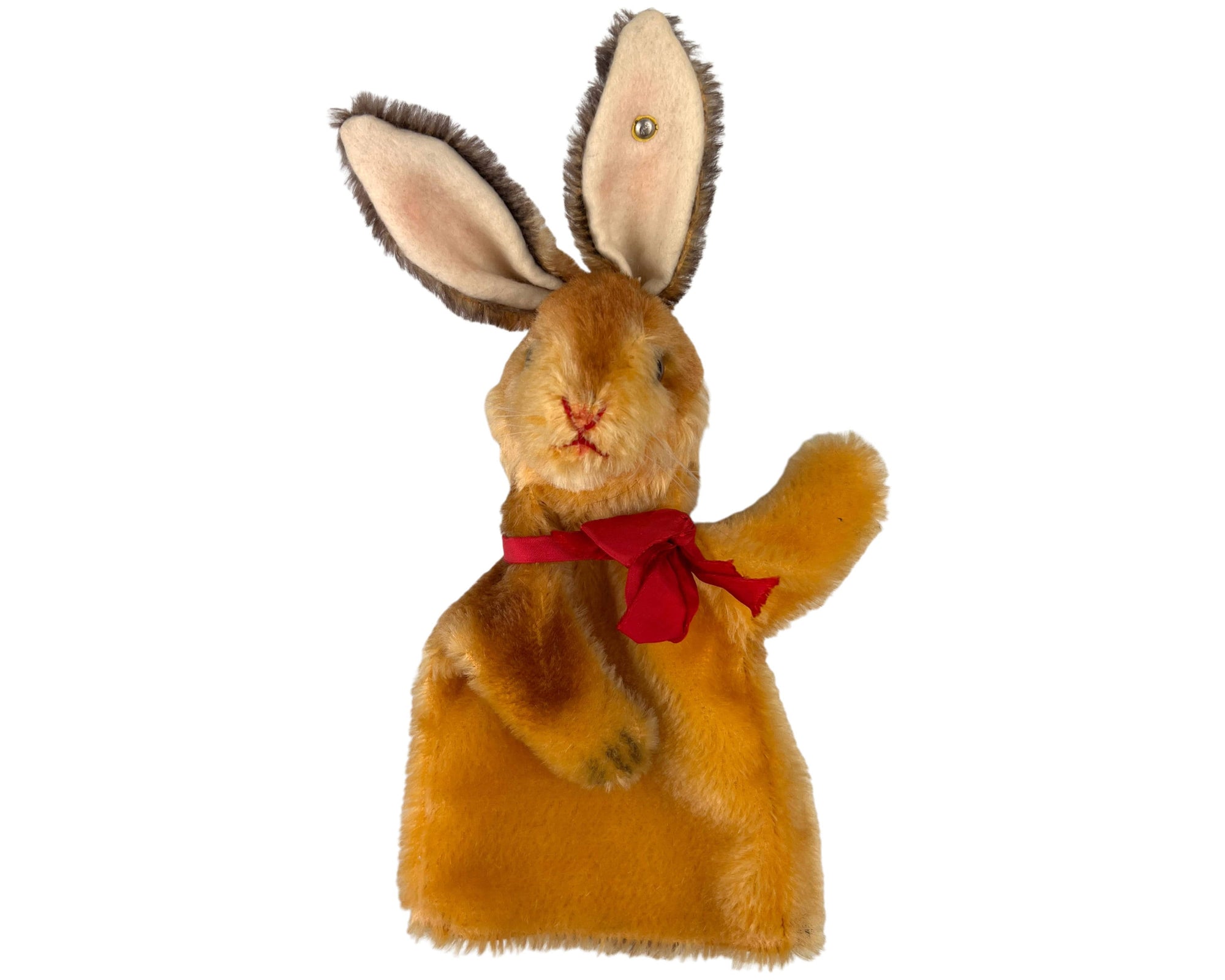 Vintage 1960s 70s Steiff Bunny Rabbit Hand Puppet w Ear Button - Poppy's Vintage Clothing