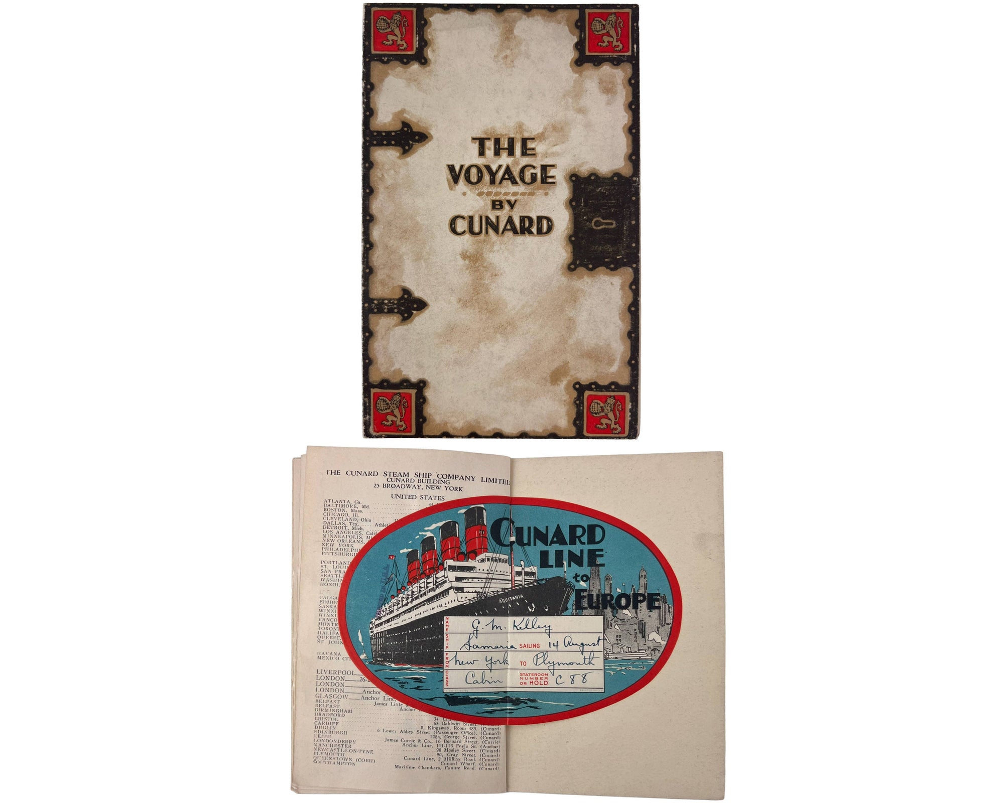 Vintage 1931 Cunard RMS Samaria Passenger List w Luggage Label - Poppy's Vintage Clothing