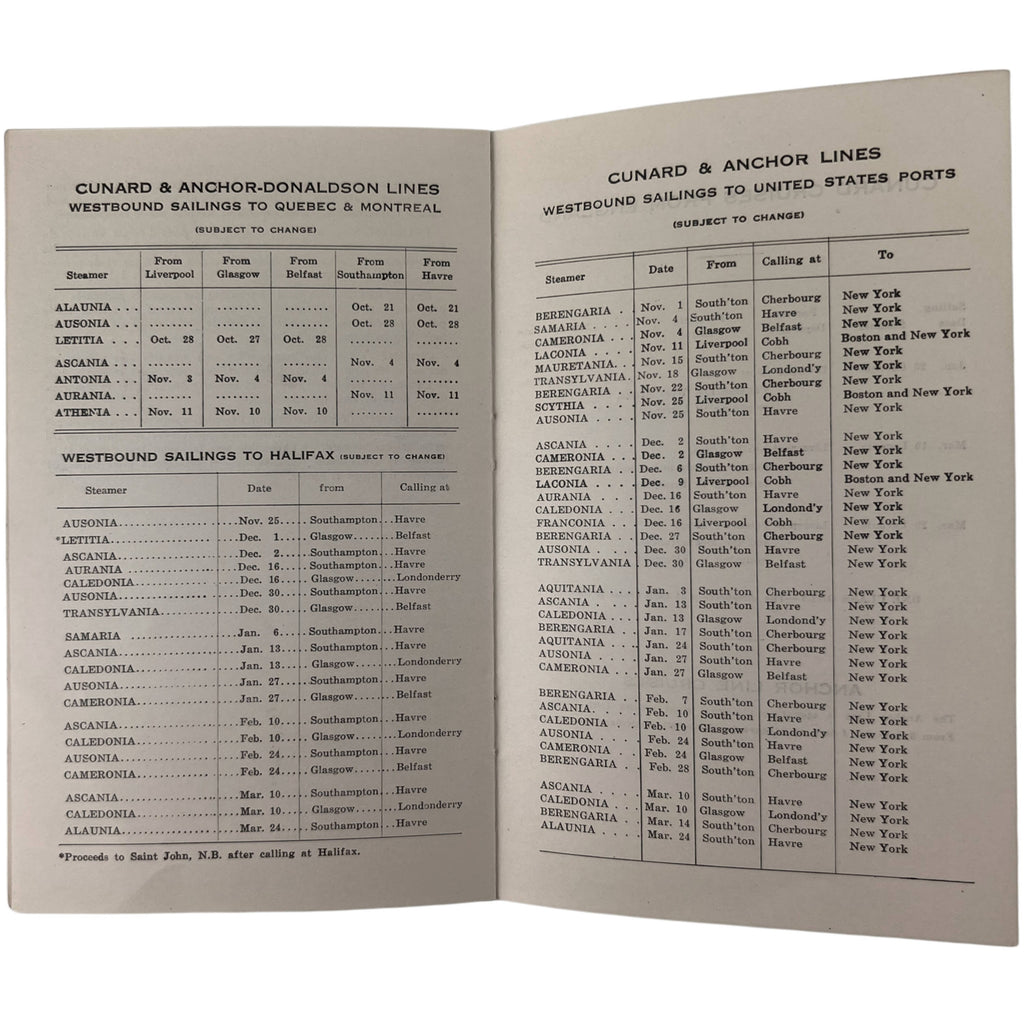Vintage 1933 Cunard Line RMS Ausonia Passenger List - Poppy's Vintage Clothing