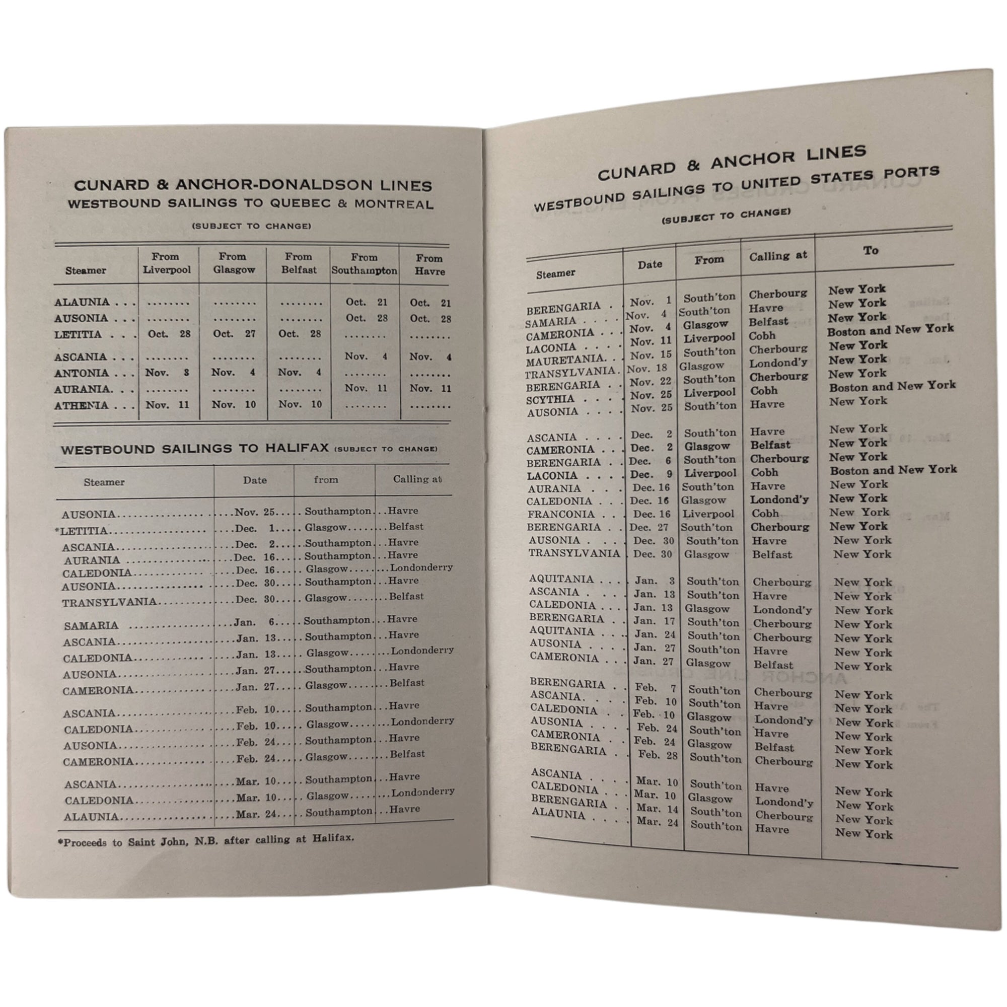 Vintage 1933 Cunard Line RMS Ausonia Passenger List - Poppy's Vintage Clothing