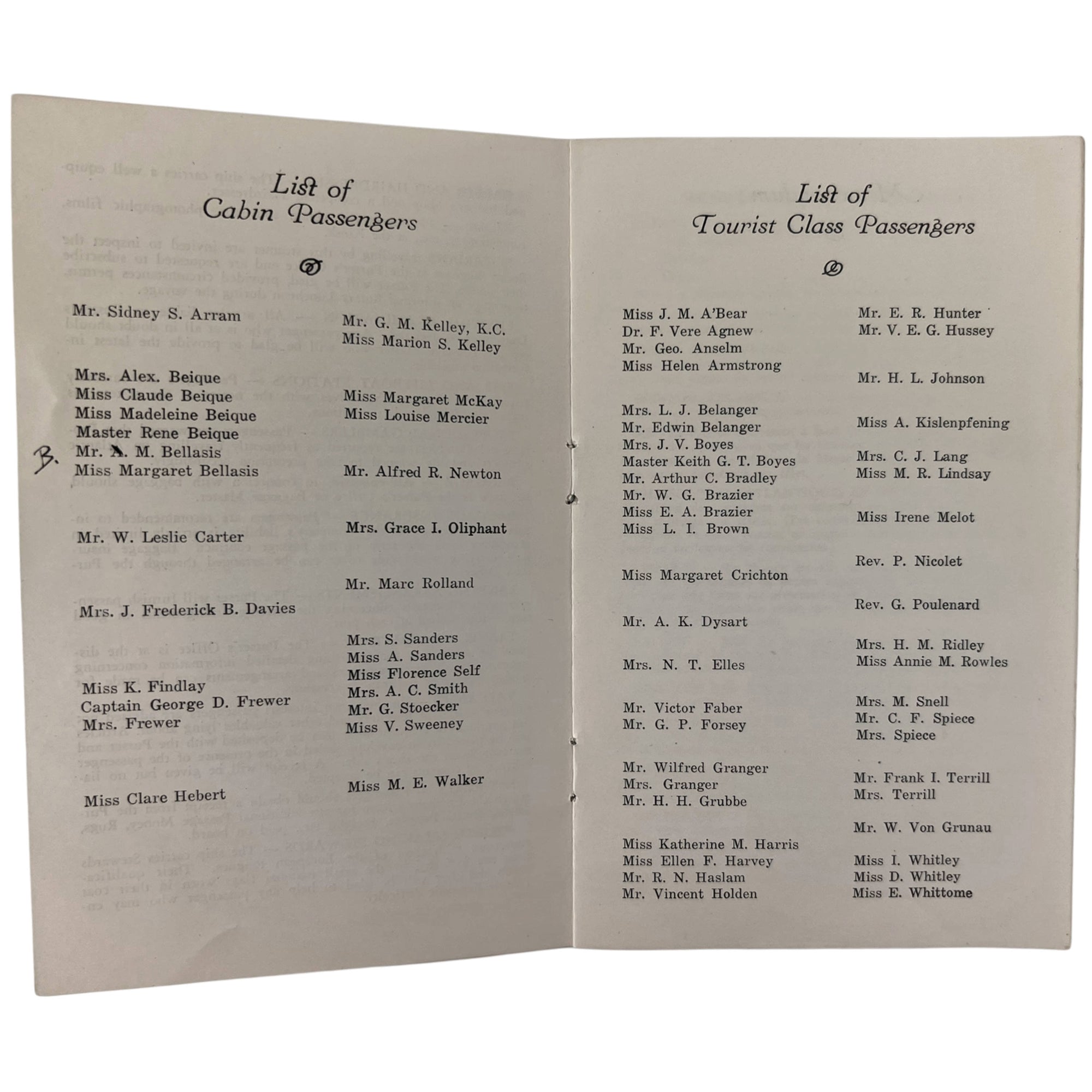 Vintage 1933 Cunard Line RMS Ausonia Passenger List - Poppy's Vintage Clothing