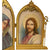 Vintage Religious Diptych Sacred Hearts Jesus & Mary Brass Ormolu Double Hinged Tabletop Frame - Poppy's Vintage Clothing