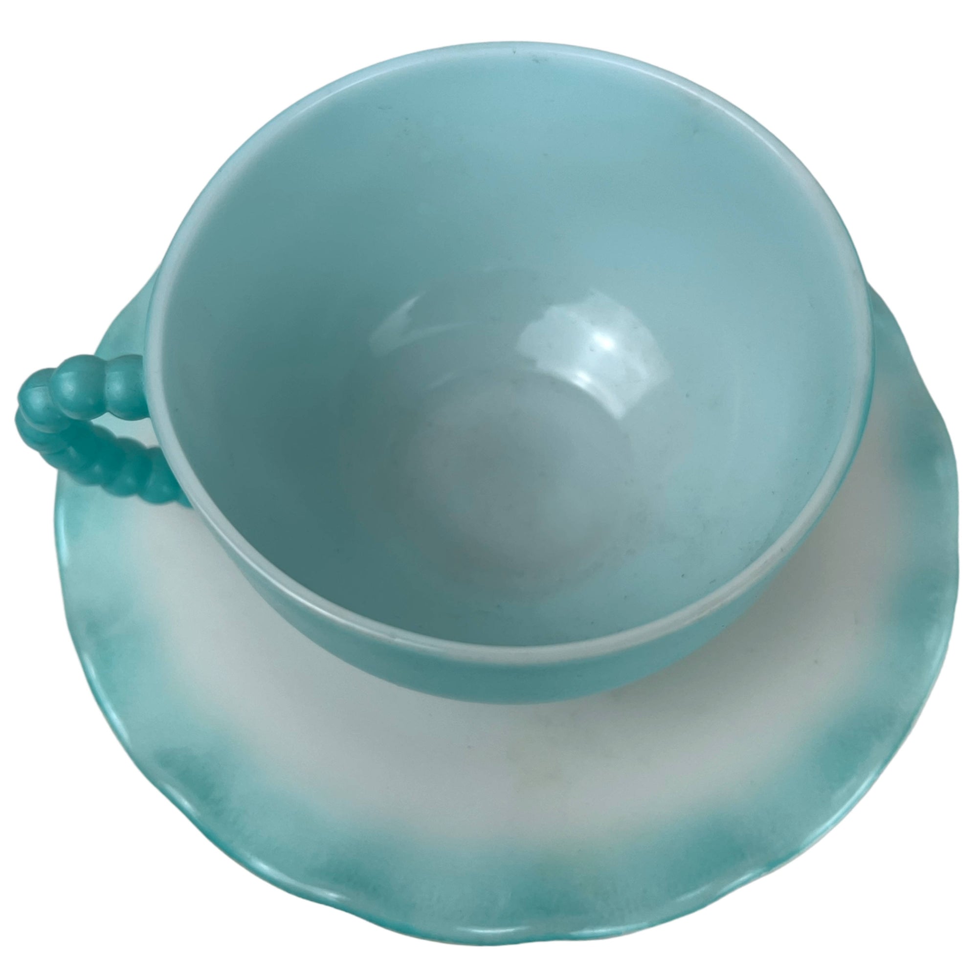 Vintage 1950s Hazel Atlas Blue Crinoline Ripple Cup & Saucer - Poppy's Vintage Clothing