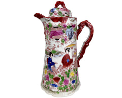 Large Vintage Japanese Chocolate Pot Geisha Girl Pattern - Poppy's Vintage Clothing